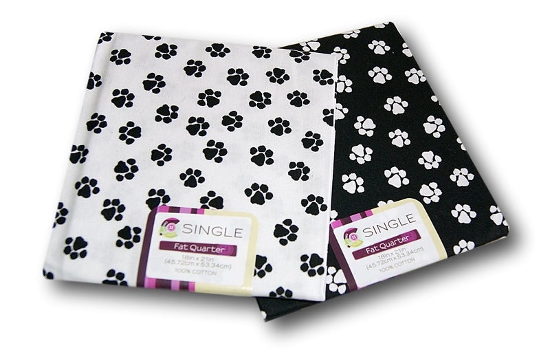 Creative Cuts Paw Prints Fat Quarters Bundle - Black and White Pattern Theme - Image 1
